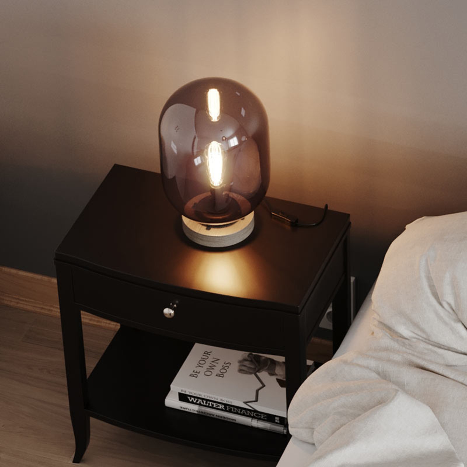 By Rydéns Leola Glass Table Lamp in Smoke Grey
