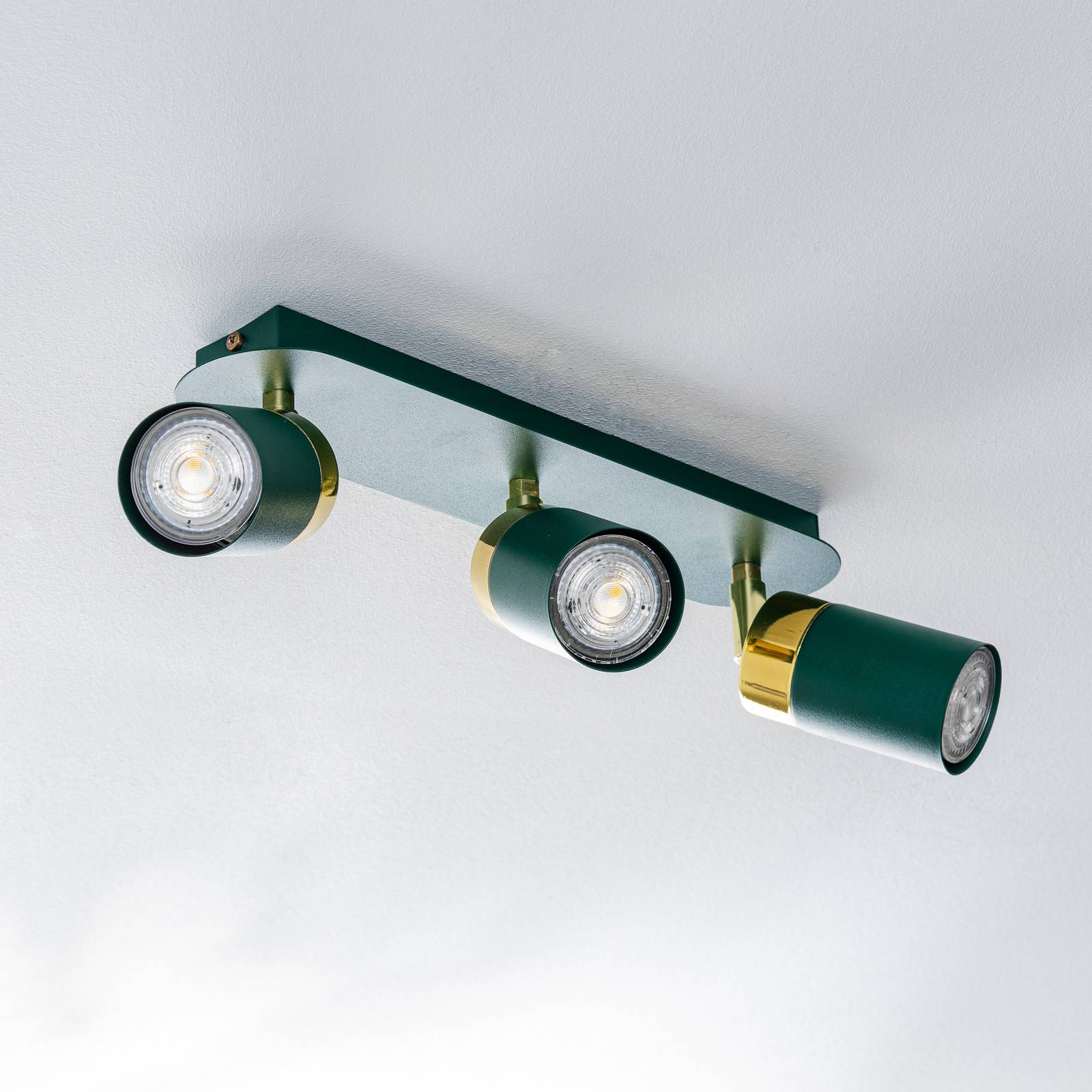 eko-light spot pour plafond joker, vert/doré, à 3 lampes
