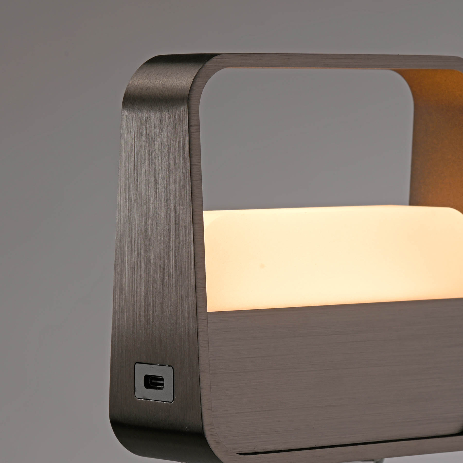 Lampe à poser LED rechargeable Go, brun métal foncé, aluminium - PURE