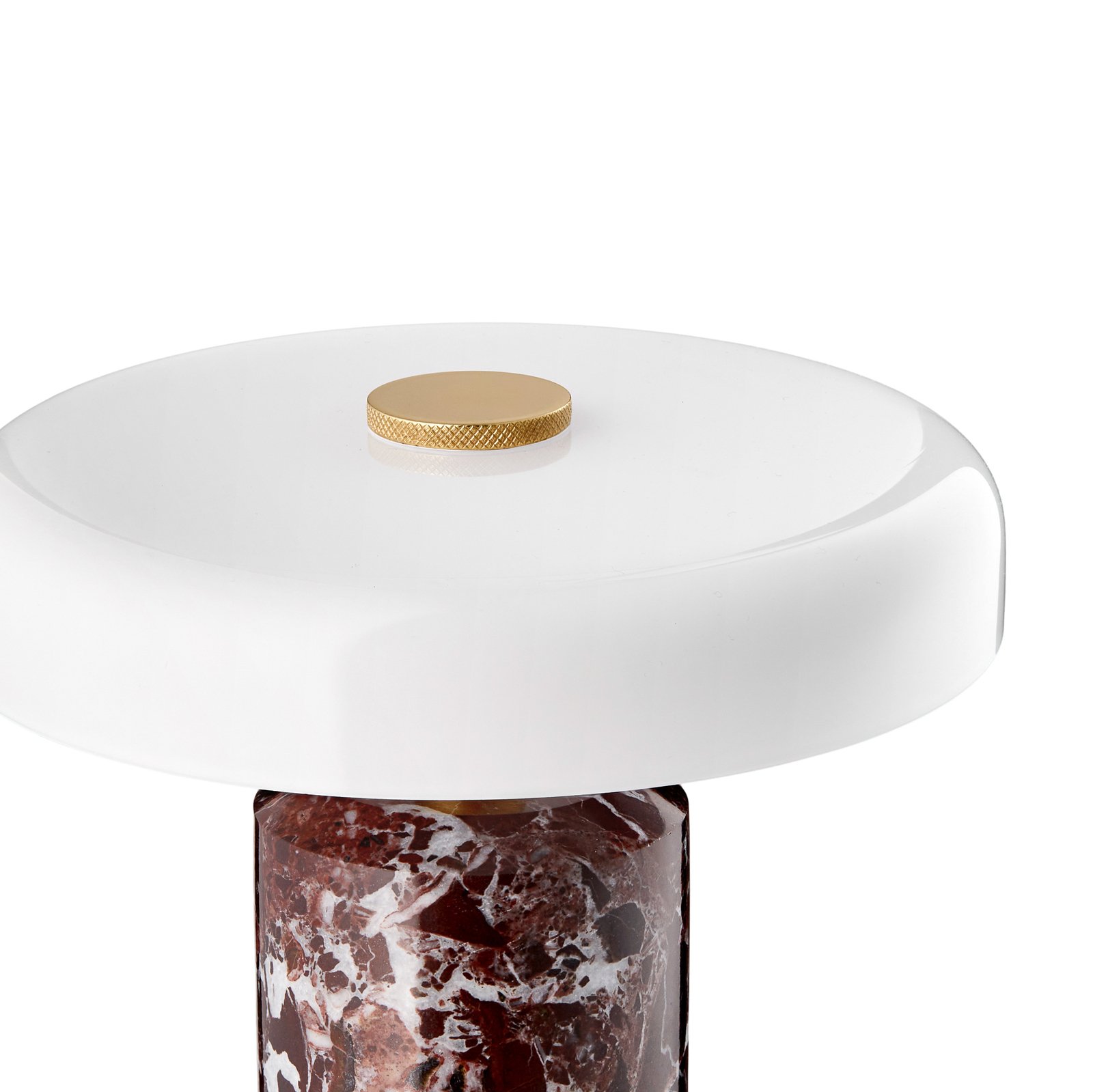 Trip LED genopladelig bordlampe, rød/hvid, marmor, glas, IP44