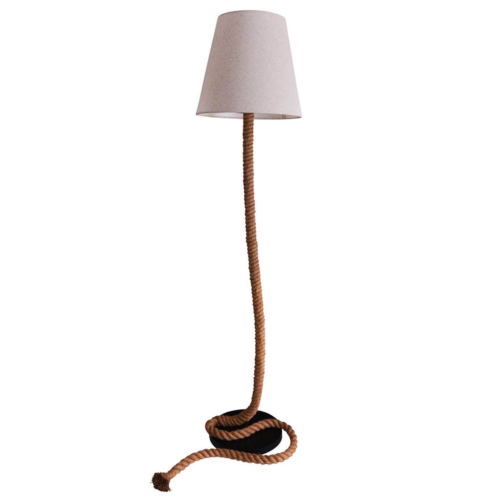 Textiel-vloerlamp Rope met natuurlijk touw