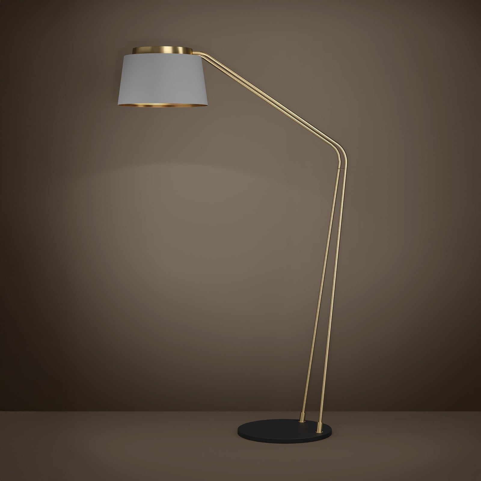 Stars of Light gulvlampe Almerimar, grå/messing, 181 cm