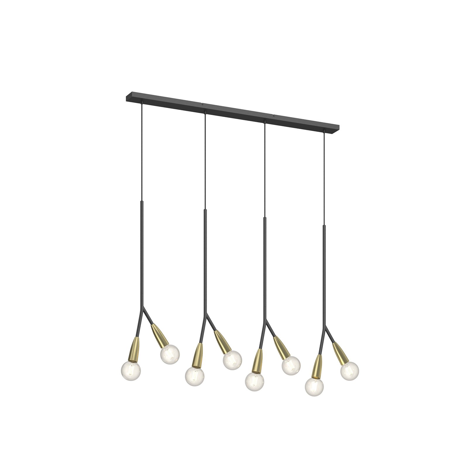 Lucande Carlea suspension, 8 lampes, noir-laiton