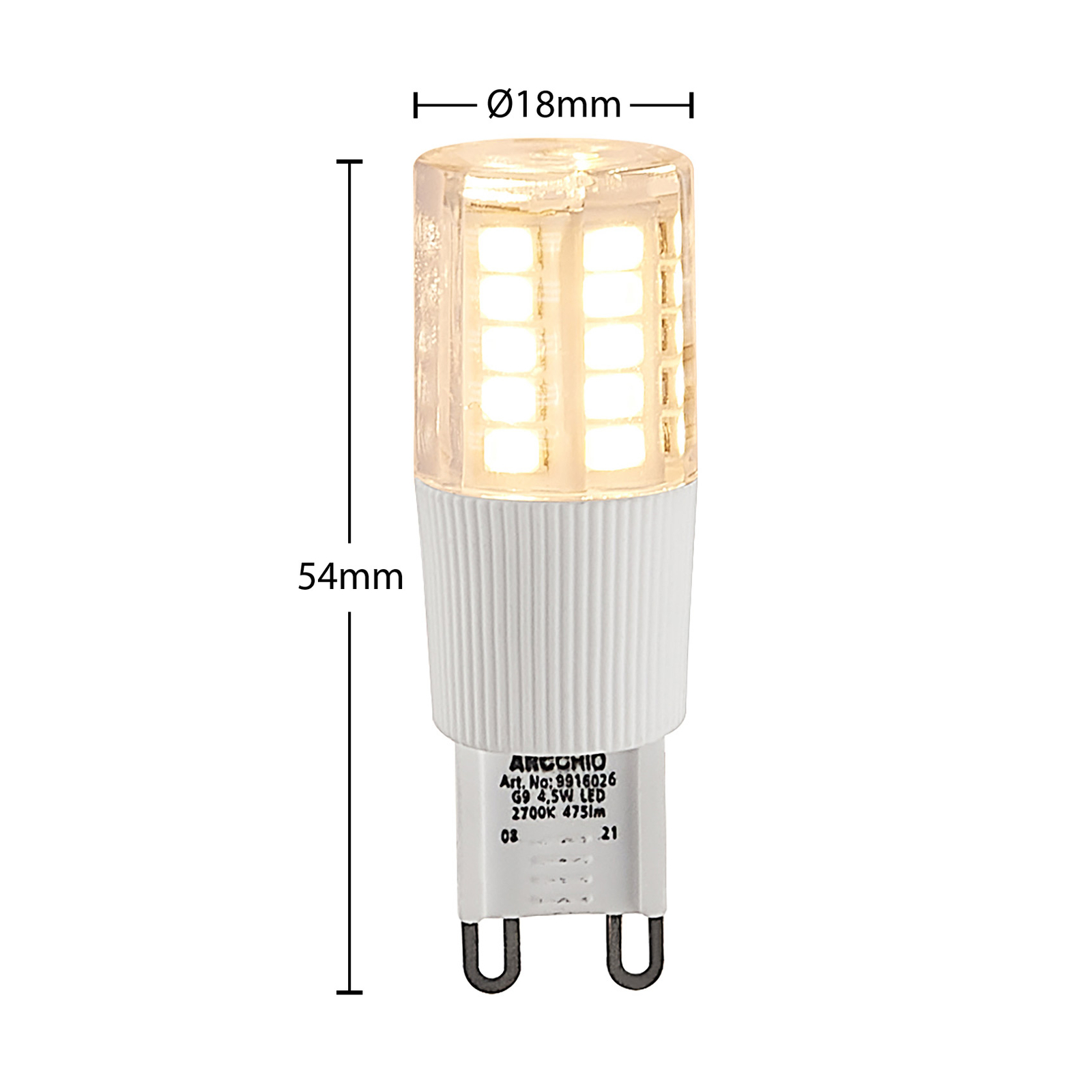 Arcchio bi-pin LED bulb, G9, set of 10, 4.5 W, 2,700 K