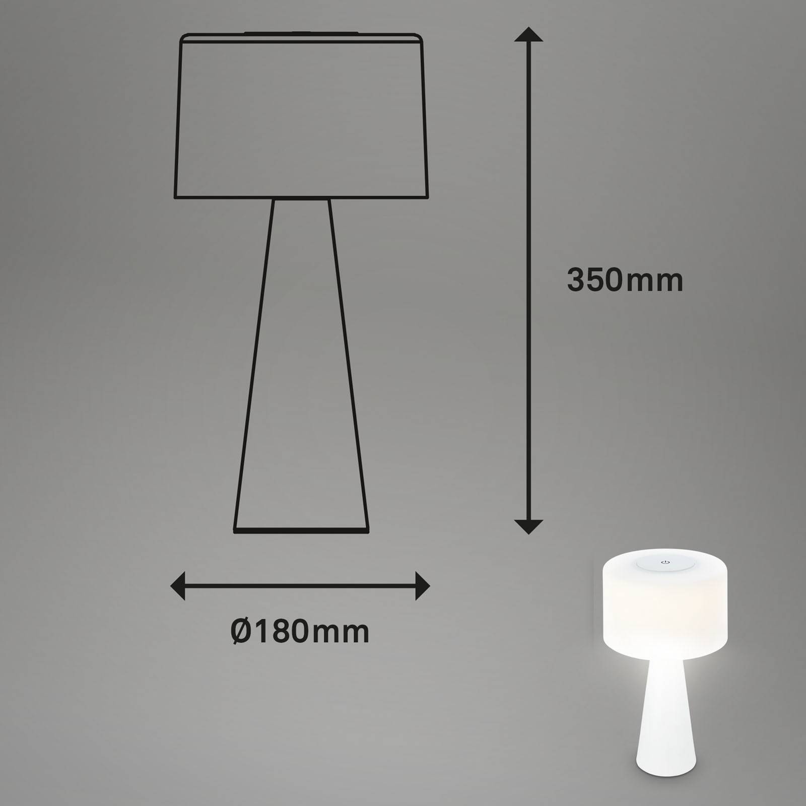 Briloner LED stolní lampa Halo, provoz na baterii, bílá