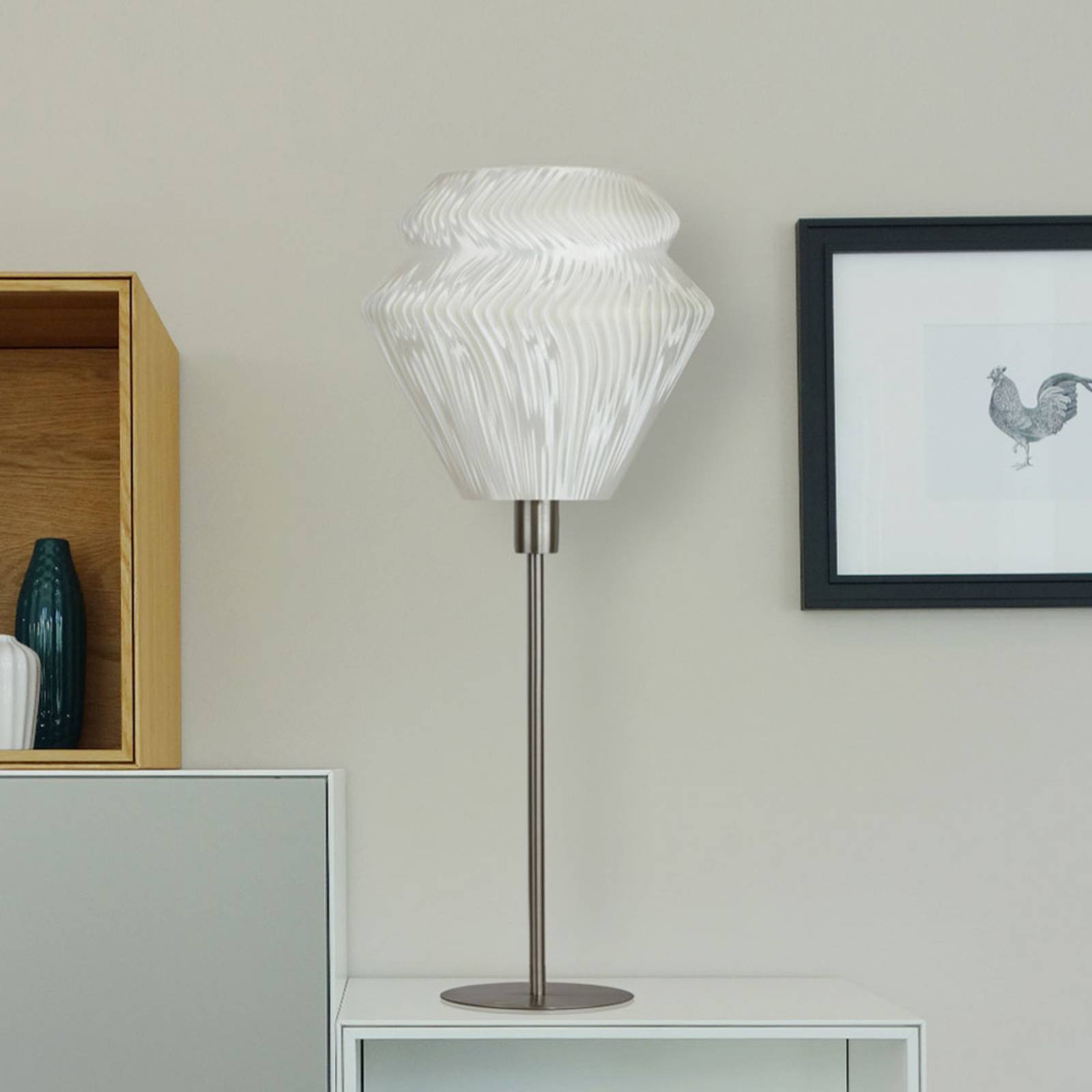 Lampa stołowa Lamell z biomateriału, Ø 25 cm