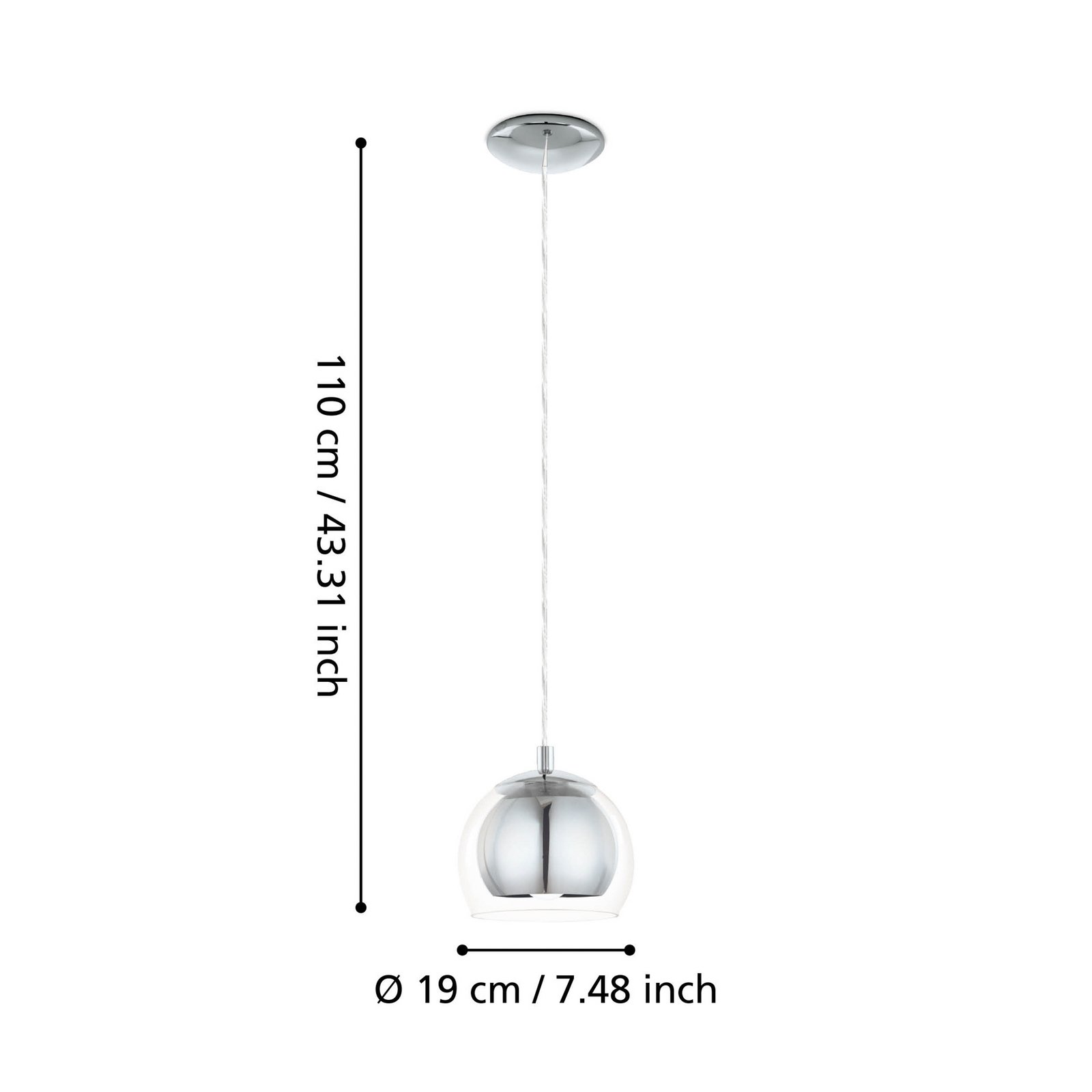 Pakabinamas šviestuvas "Rocamar", 1 lemputė, chromas Pakabinamas šviestuvas "Rocamar", 1 lemputė, chromas