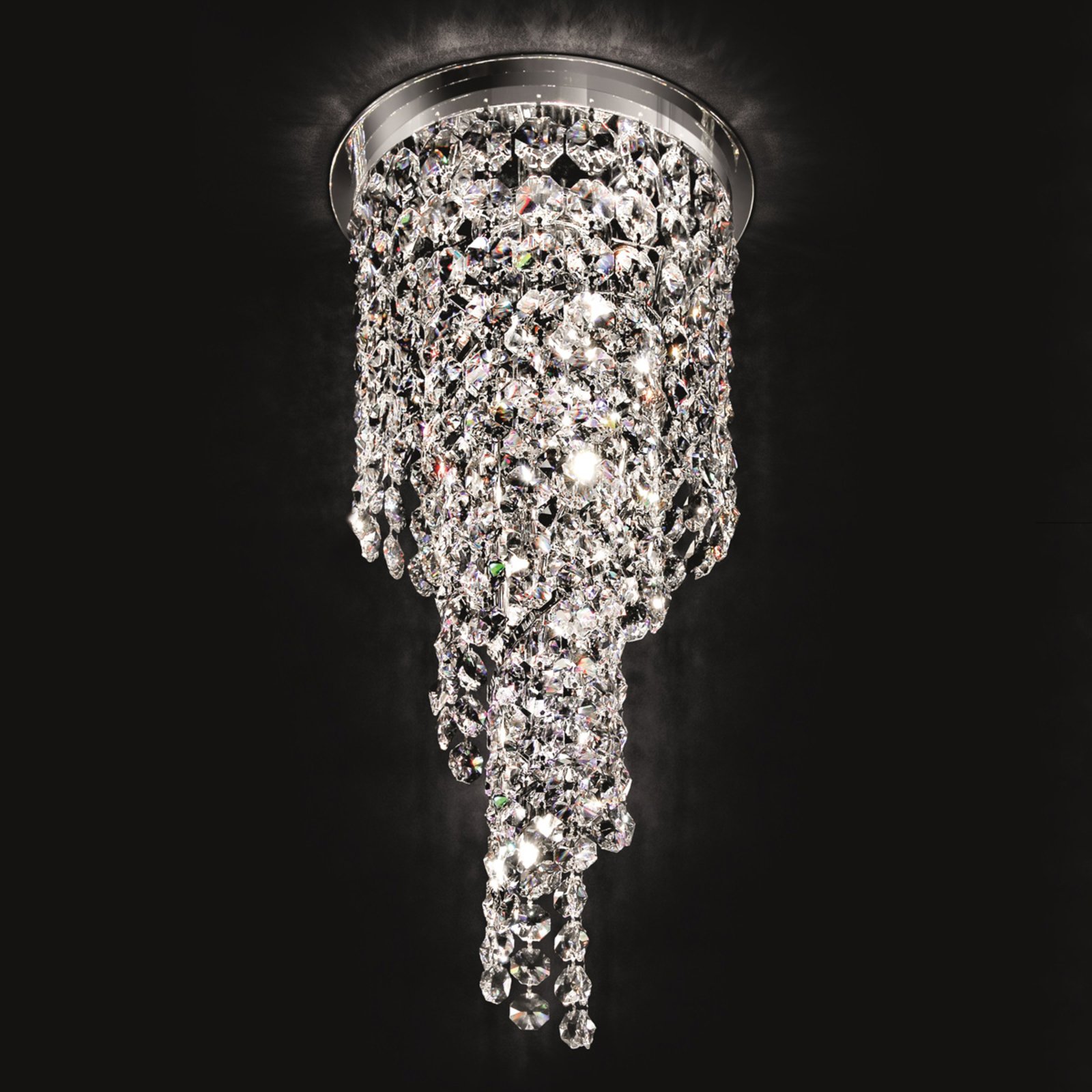 Spiralna kryształowa lampa sufitowa Shine, 30 cm