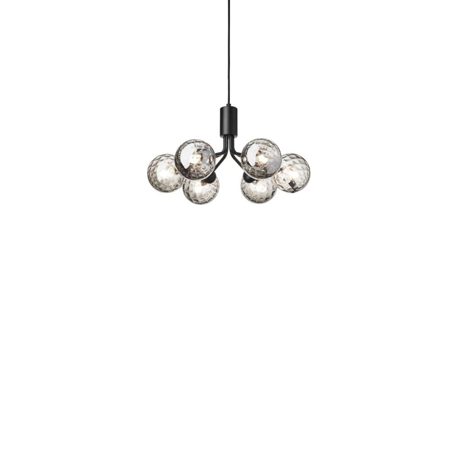 Nuura Pendelleuchte Apiales 6, Ø 50 cm, schwarz/rauchgrau