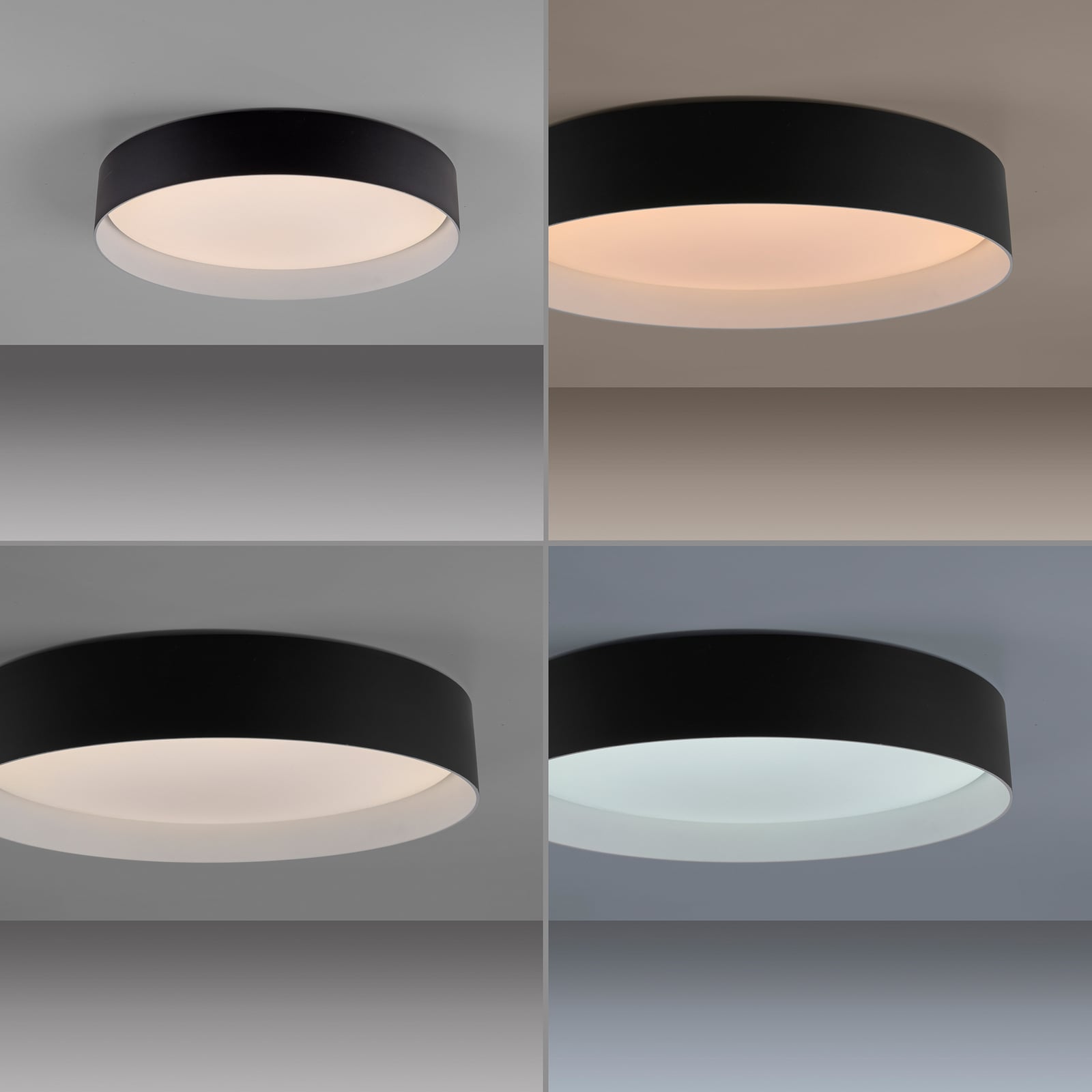 LED lubinis šviestuvas „TAVOLI“, juodos spalvos, skersmuo 39 cm, metalas, CCT,