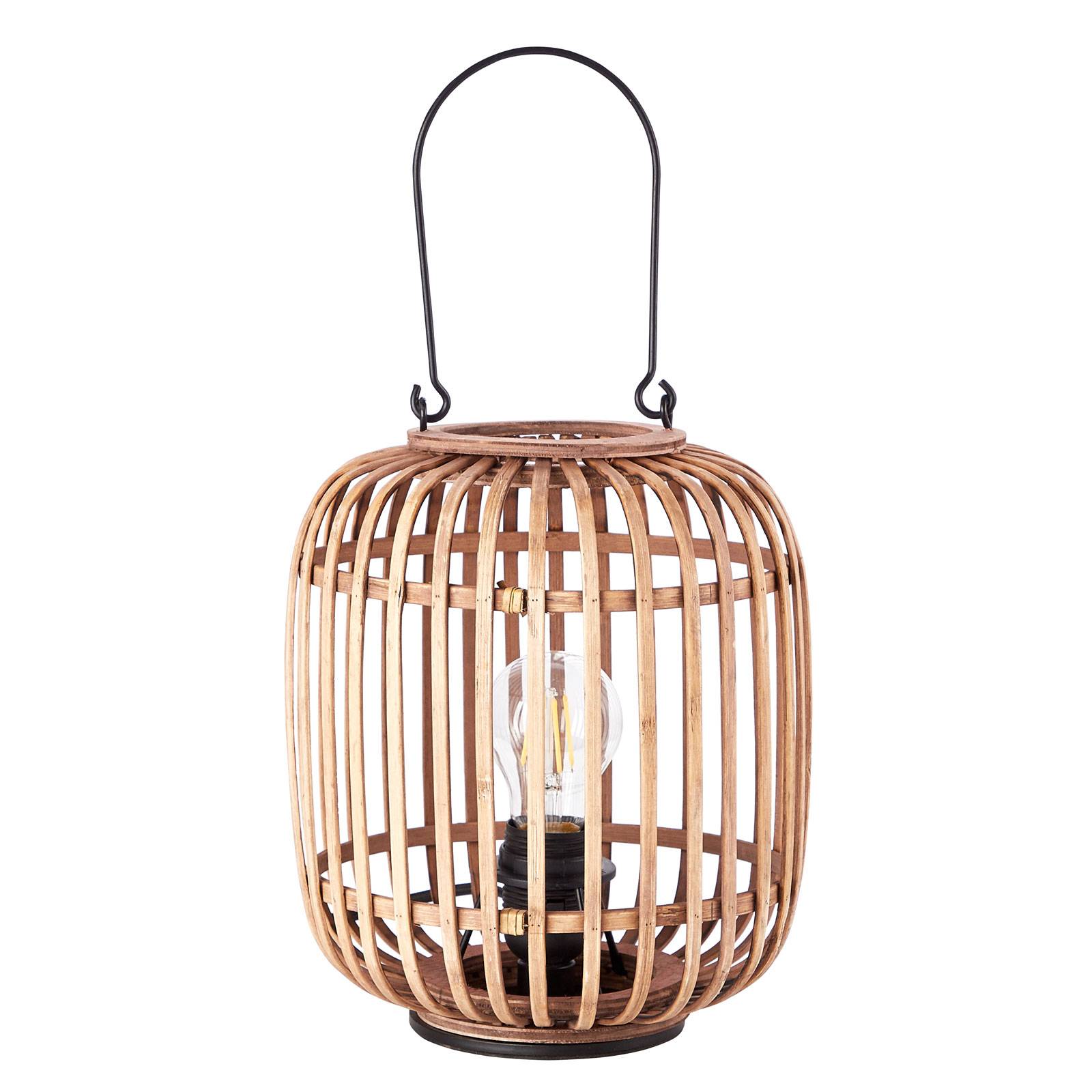 Lampa stołowa Woodrow, uchwyt rattan, jasnobrązowa