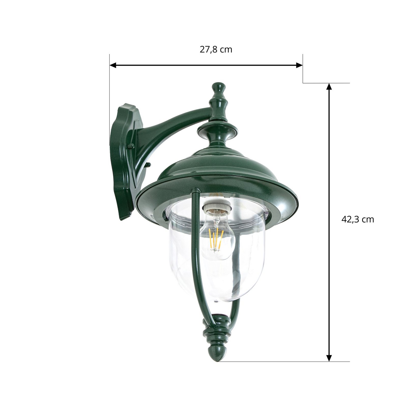 Lindby utendørs vegglampe Clint, grønn, ned, IP44