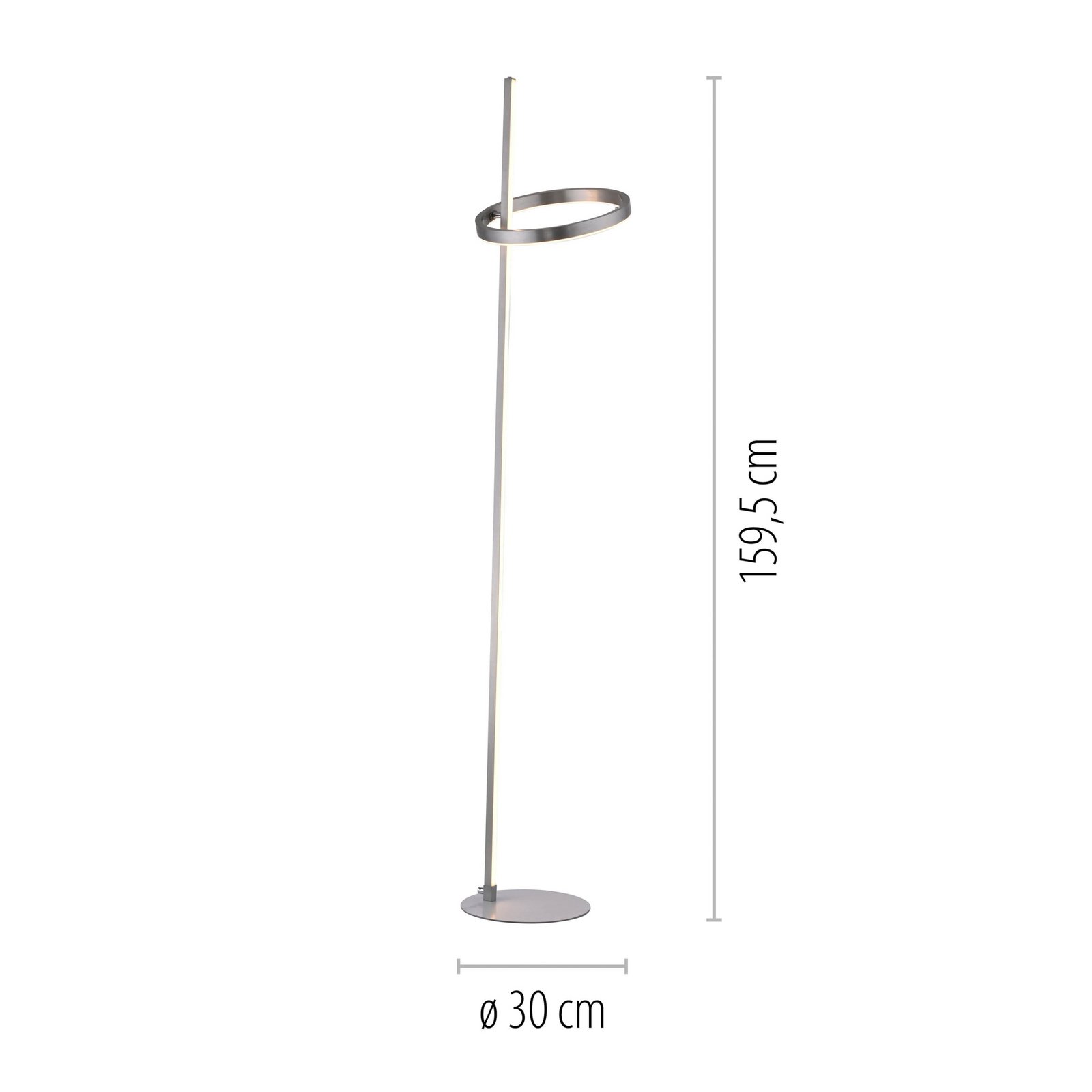 JUST LIGHT. LED vloerlamp Ritus zilver ijzer dimmer 3.000 K