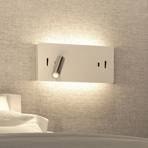 Lucande LED fali lámpa Kimo, szögletes, fehér, alumínium, USB