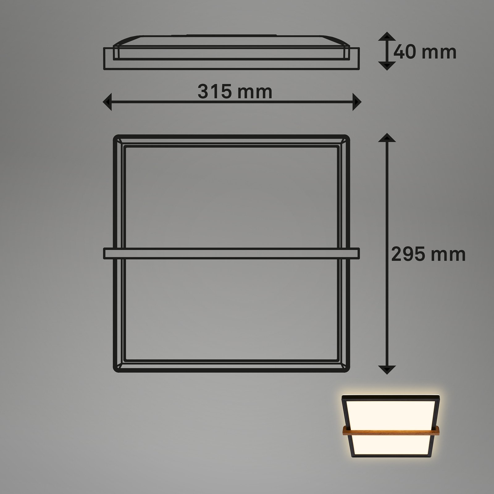 LED-Deckenleuchte Remsa, 29x31,5 cm, Kunststoff, schwarz