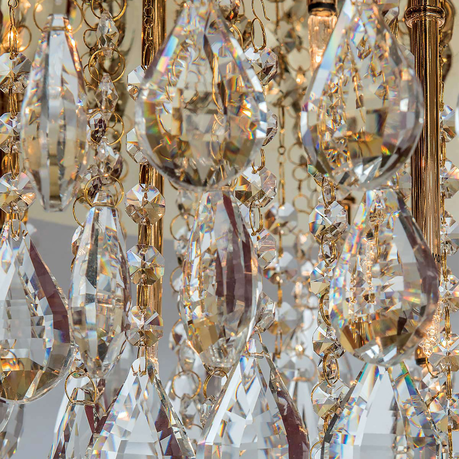 Plafondlamp Celeste met K9 kristallen, Ø45cm, goud