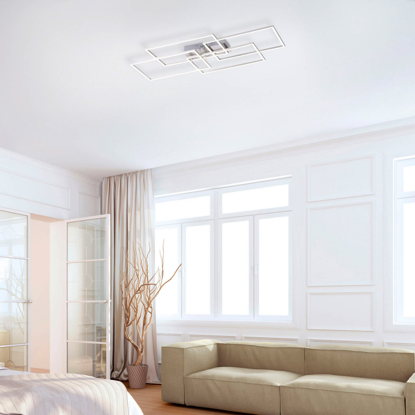 JUST LIGHT. Plafonieră cu LED Iven dim oțel 95x51.5cm - dormitor - modern - Metal