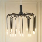 Lucande LED-hengelampe Ariadne, Ø57 cm, matt svart, 20 lys