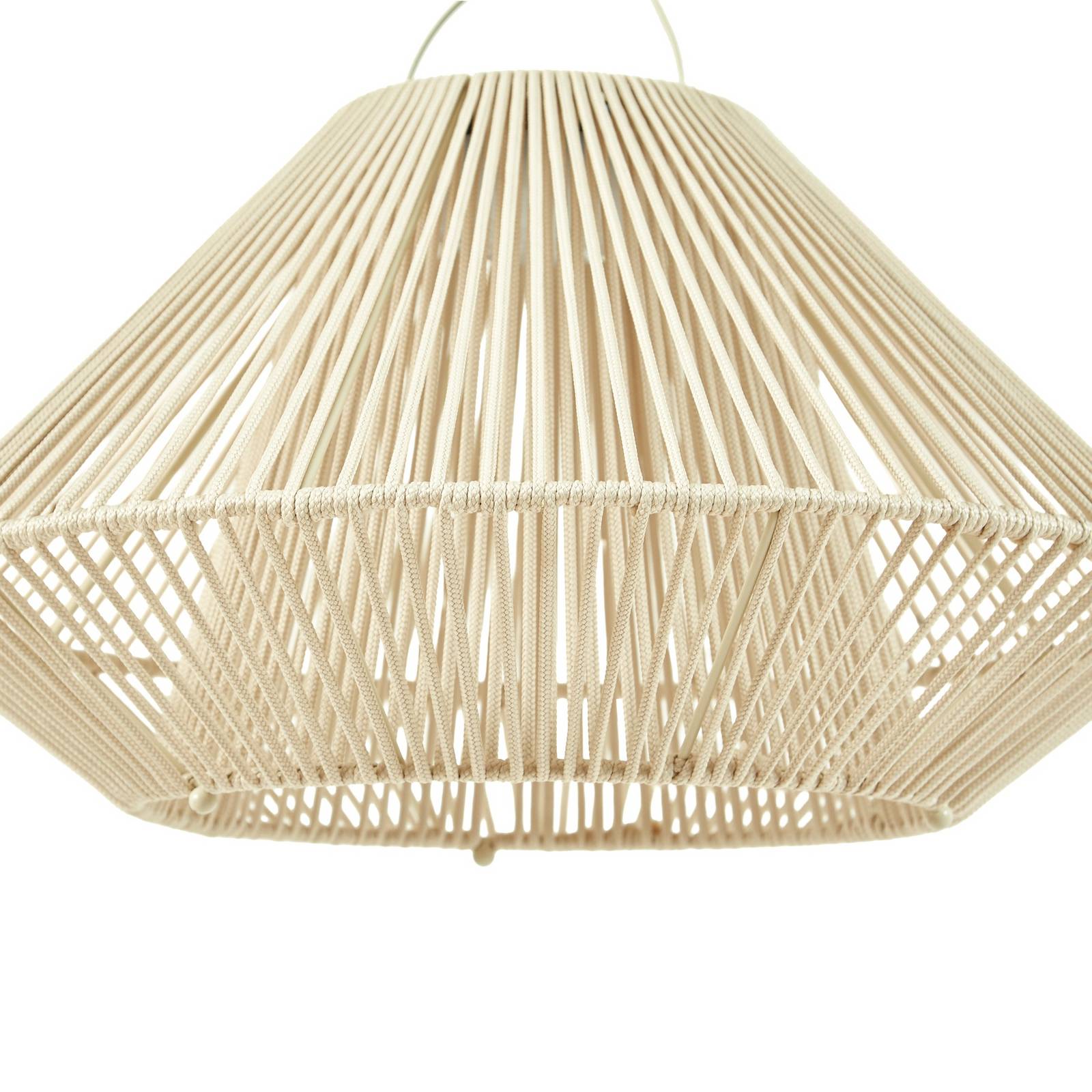 Lampa wisząca Lindby LED z zasilaniem słonecznym Austas, beżowa, Ø 50 cm, USB,