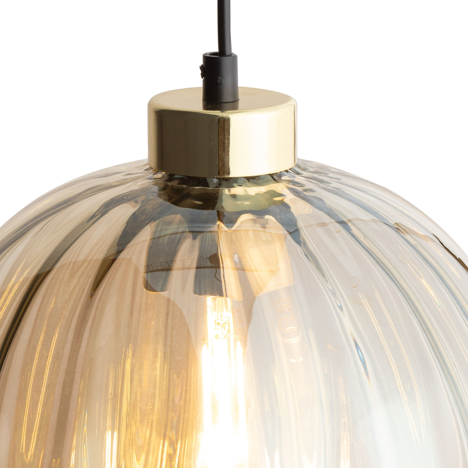 Devi pendant light, glass, amber, 1-bulb, Ø 25cm