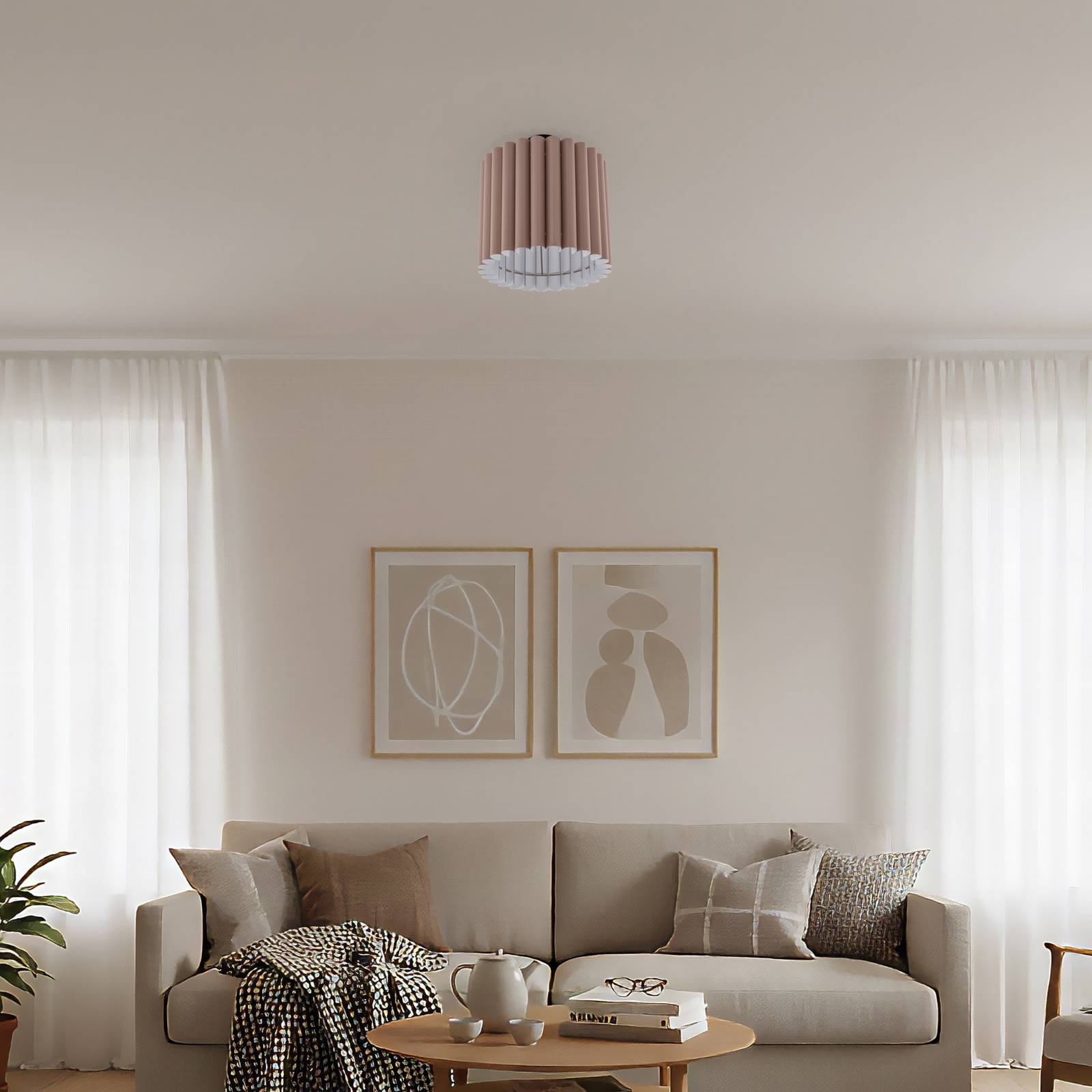  Duolla Duolla Aria Ceiling Light, Cappuccino, Microfibre, E27 