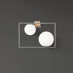 Buble wall light, steel-coloured, 2-bulb, glass