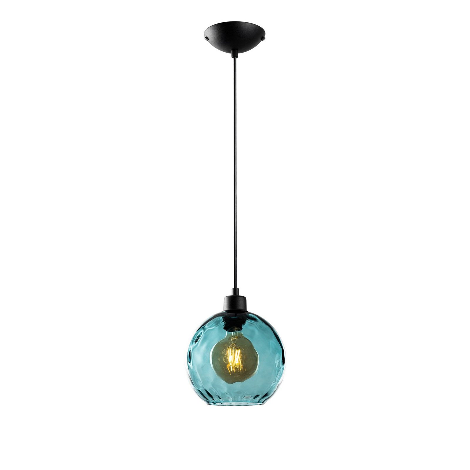 Hanglamp Benek, blauw, glas, Ø 20 cm, E27