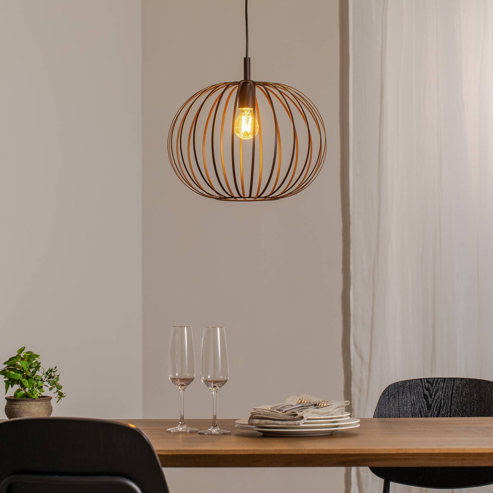 Pendelleuchte Valor, dunkelbraun, Stahl, Ø 40 cm günstig online kaufen