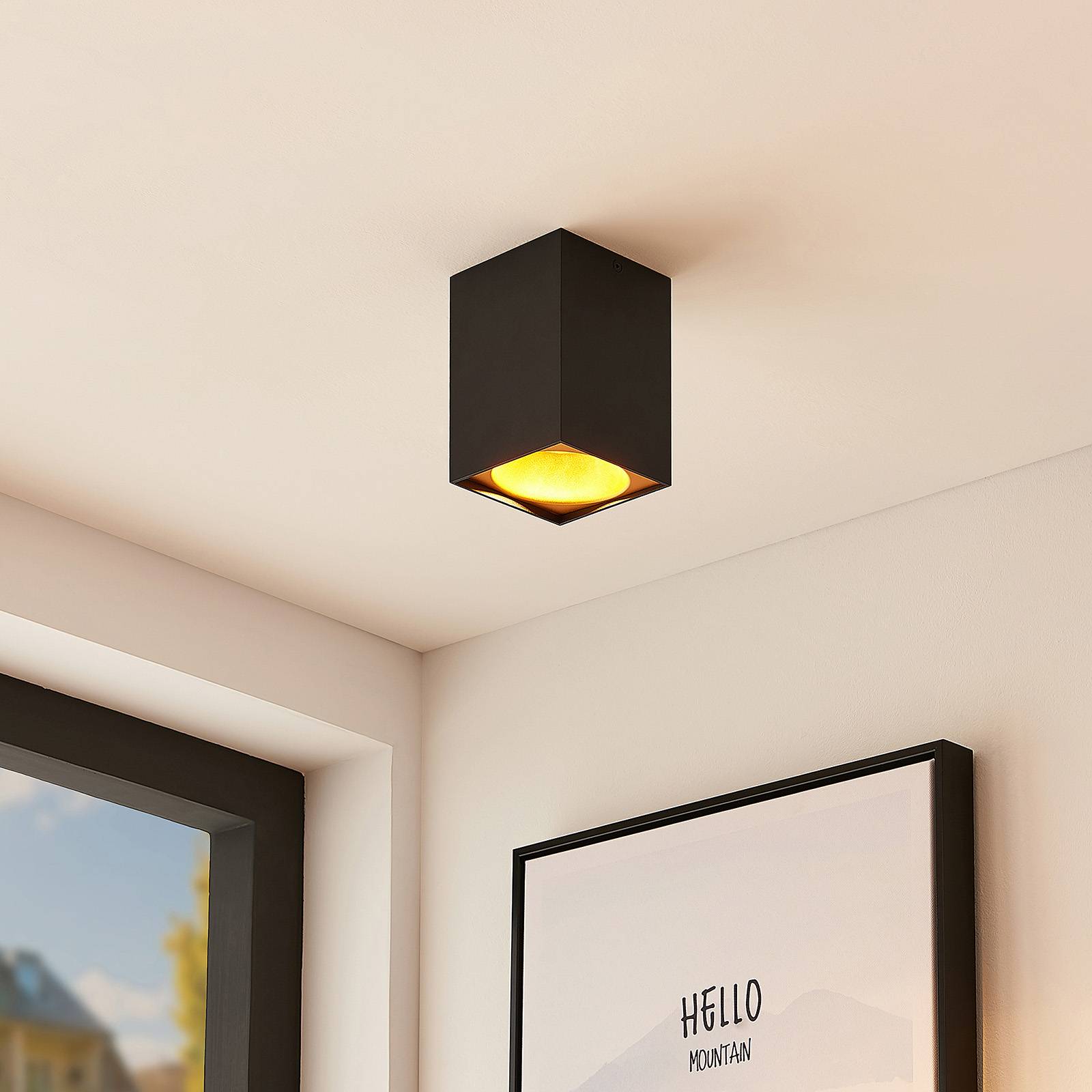 Arcchio Hinka lampa sufitowa, kątowa, 14cm, czarna