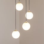 Lámpara colgante Glassy, 4 luces, redonda, negro/ópalo