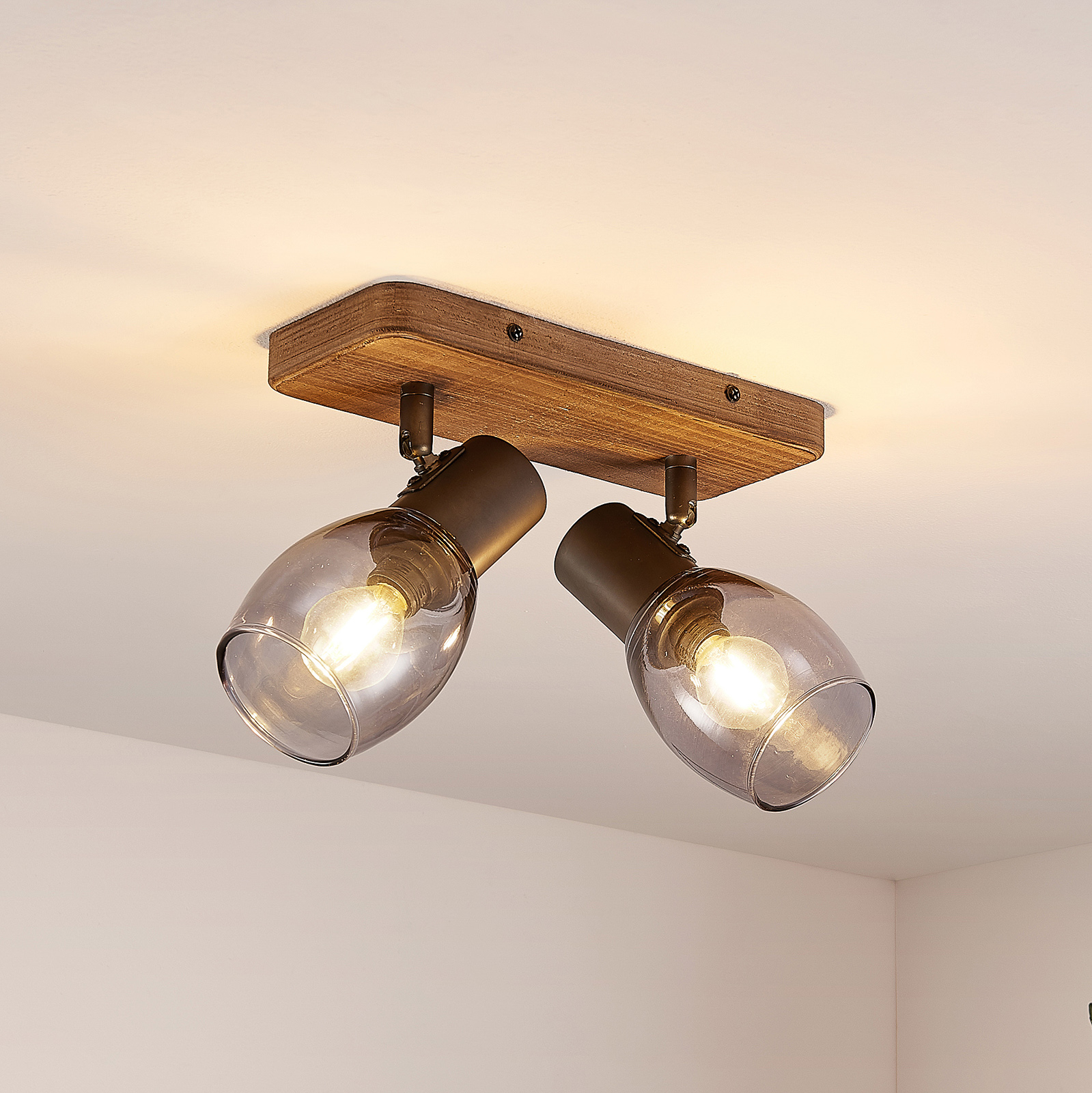 Lindby Ineska downlight, two-bulb, angular