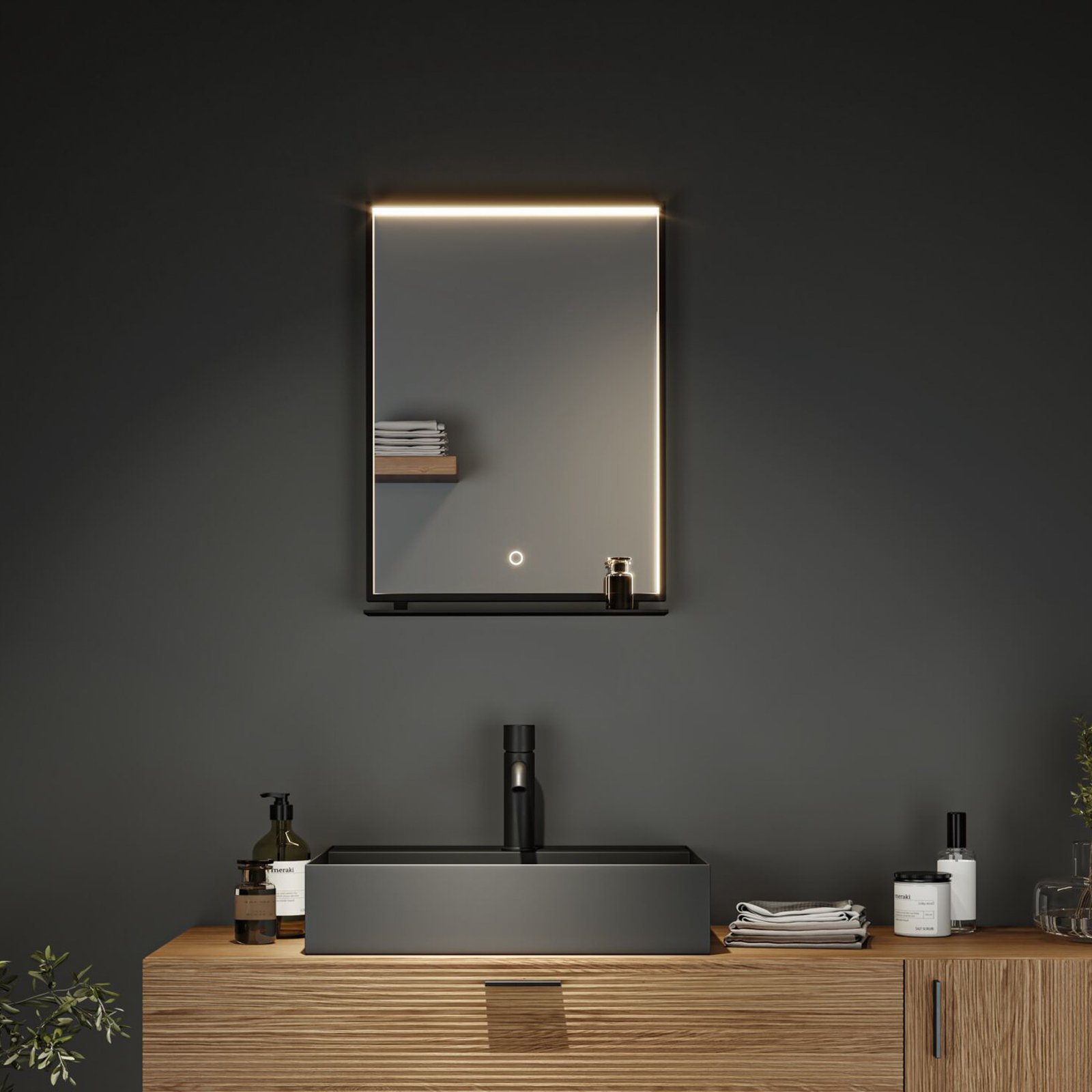 Miro LED Spiegel TW IP44 Matt Schwarz - Paulmann