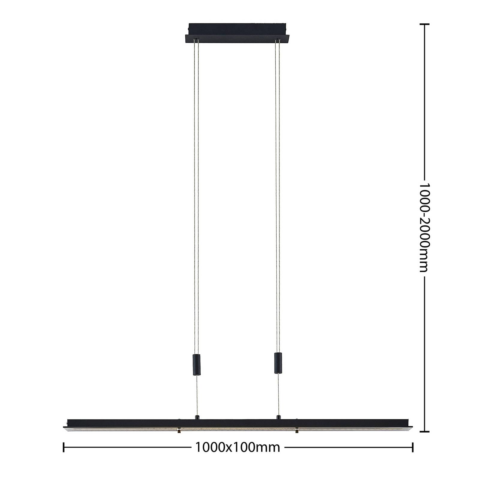 Lampa wisząca LED Lindby Berina, 100cm, czarny, CCT, szkło przydymione