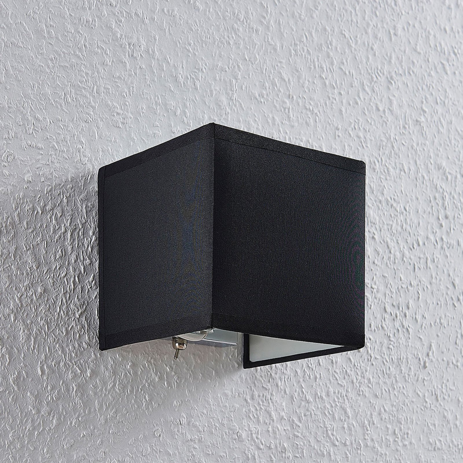 Adea szövet fali lámpa kapcsolóval, 13 cm, fekete