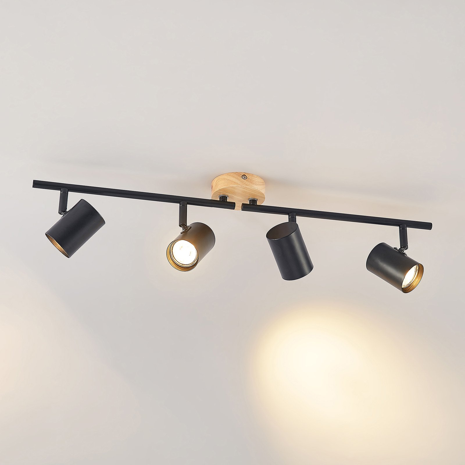 Xiomara 4 Lampa Sufitowa Black/Light Wood - Lindby