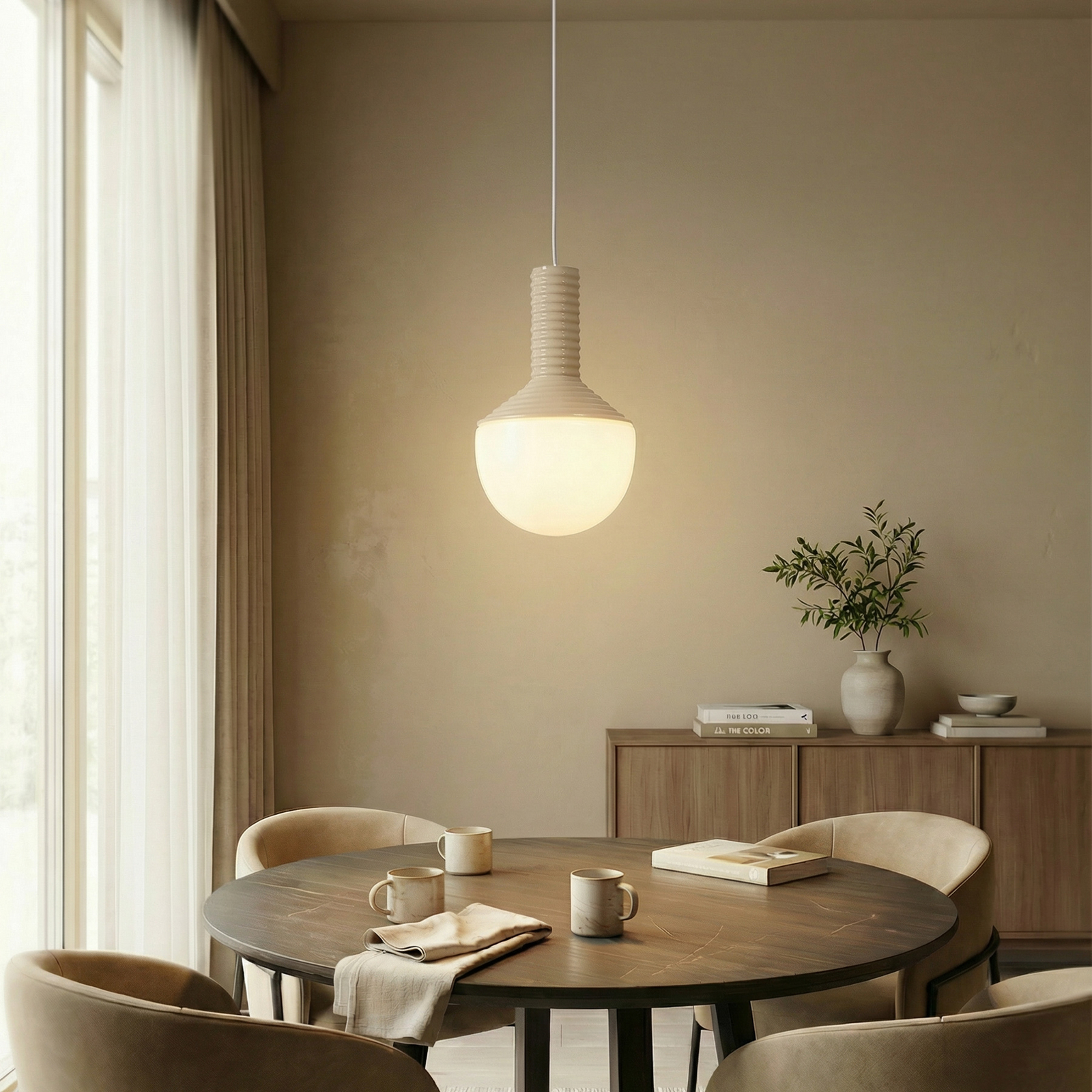 Lucande suspension Florine, beige/opale, céramique, verre