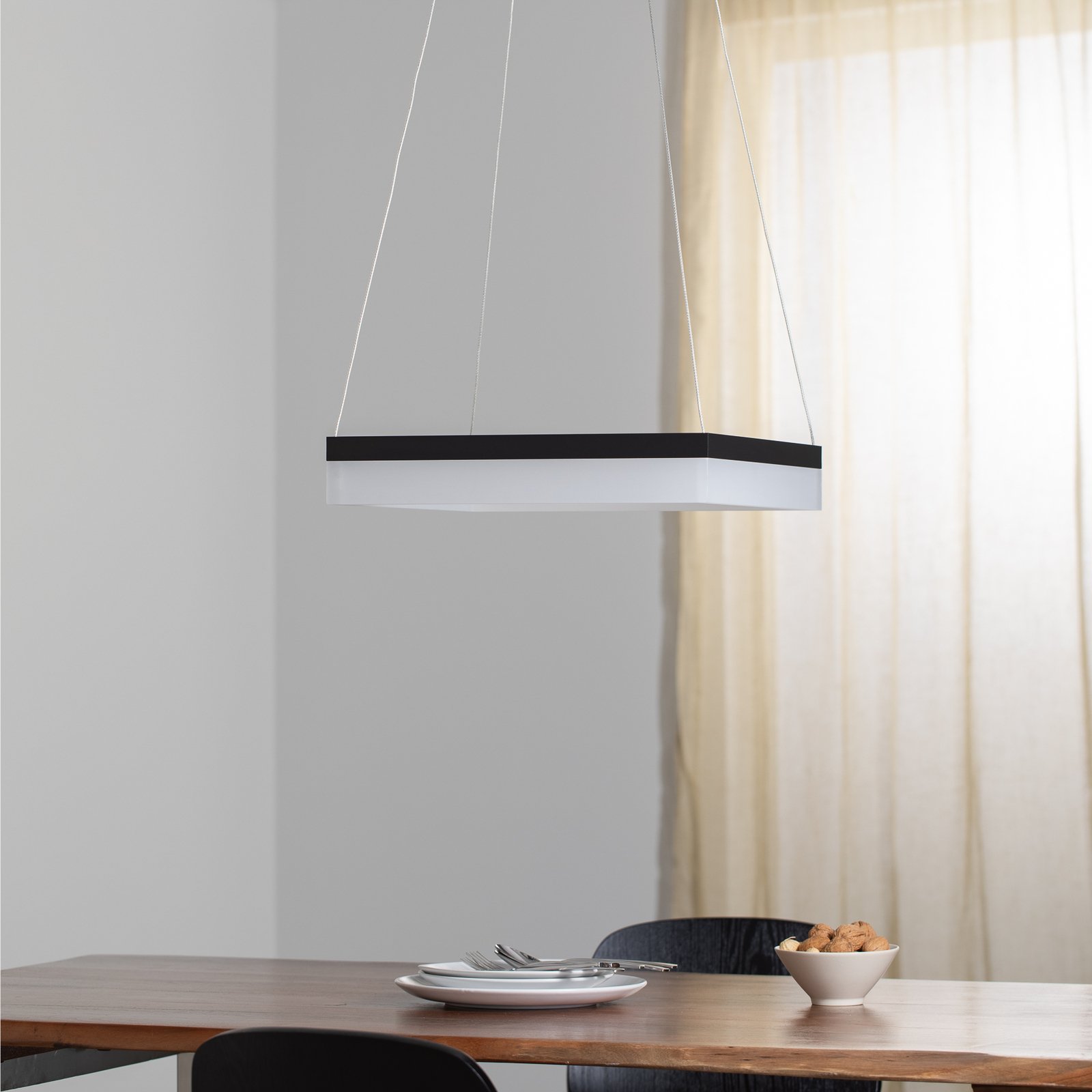 Hanglamp Nero, kunststof, zwart, 1-lamp, 32 W