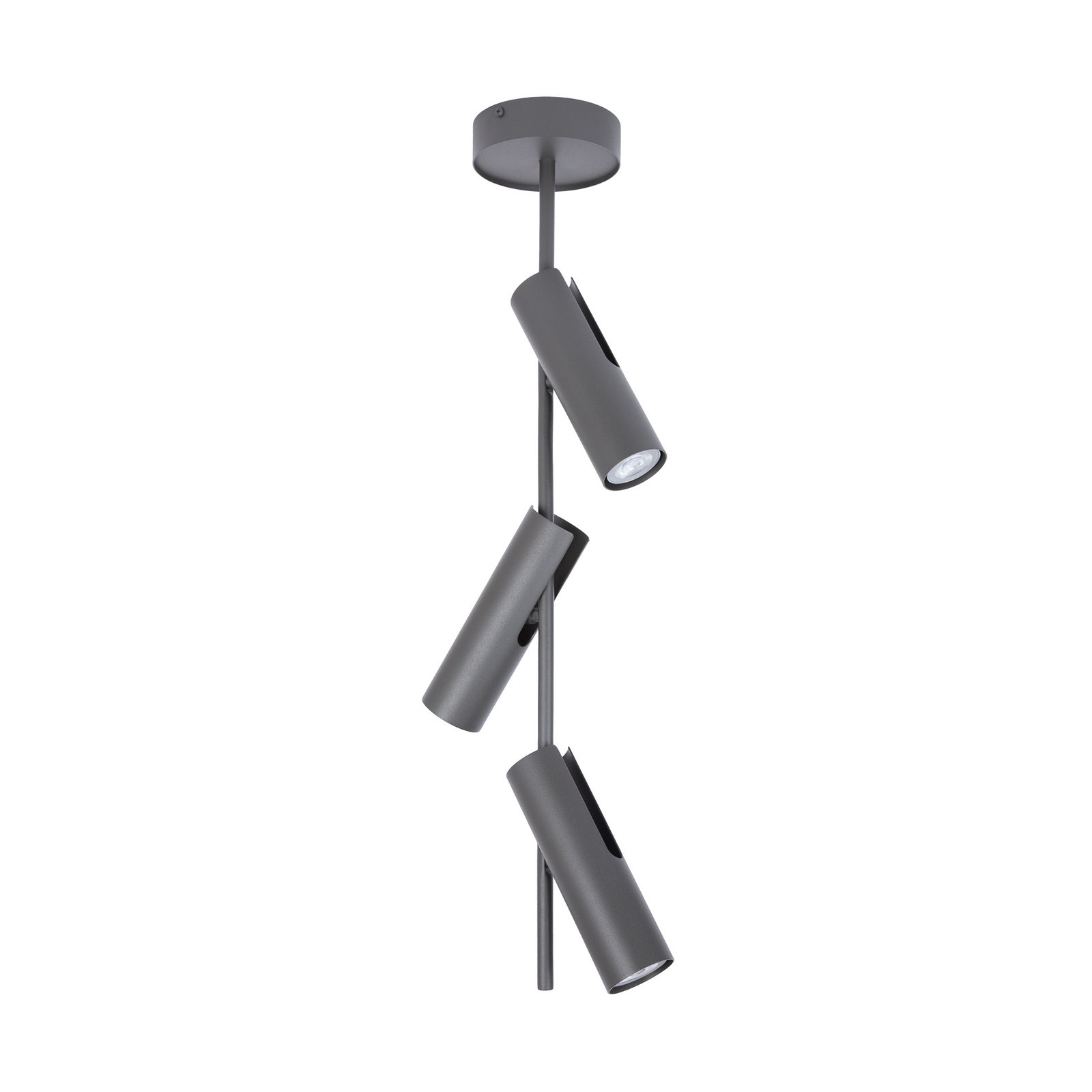Spot pour plafond Leda 3, vert olive, à 3 lampes, acier, hauteur 76 cm