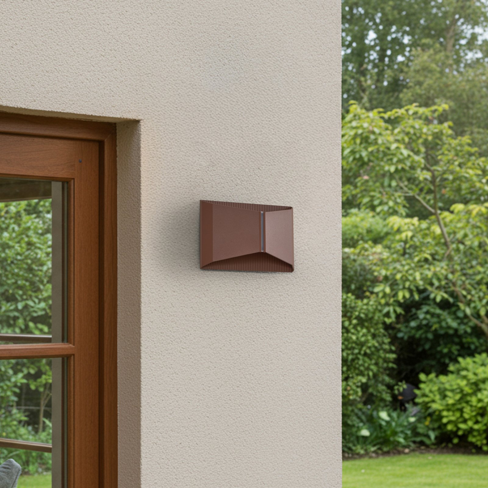 Lindby LED-Außenwandleuchte Anlira, braun, Up & down, IP65
