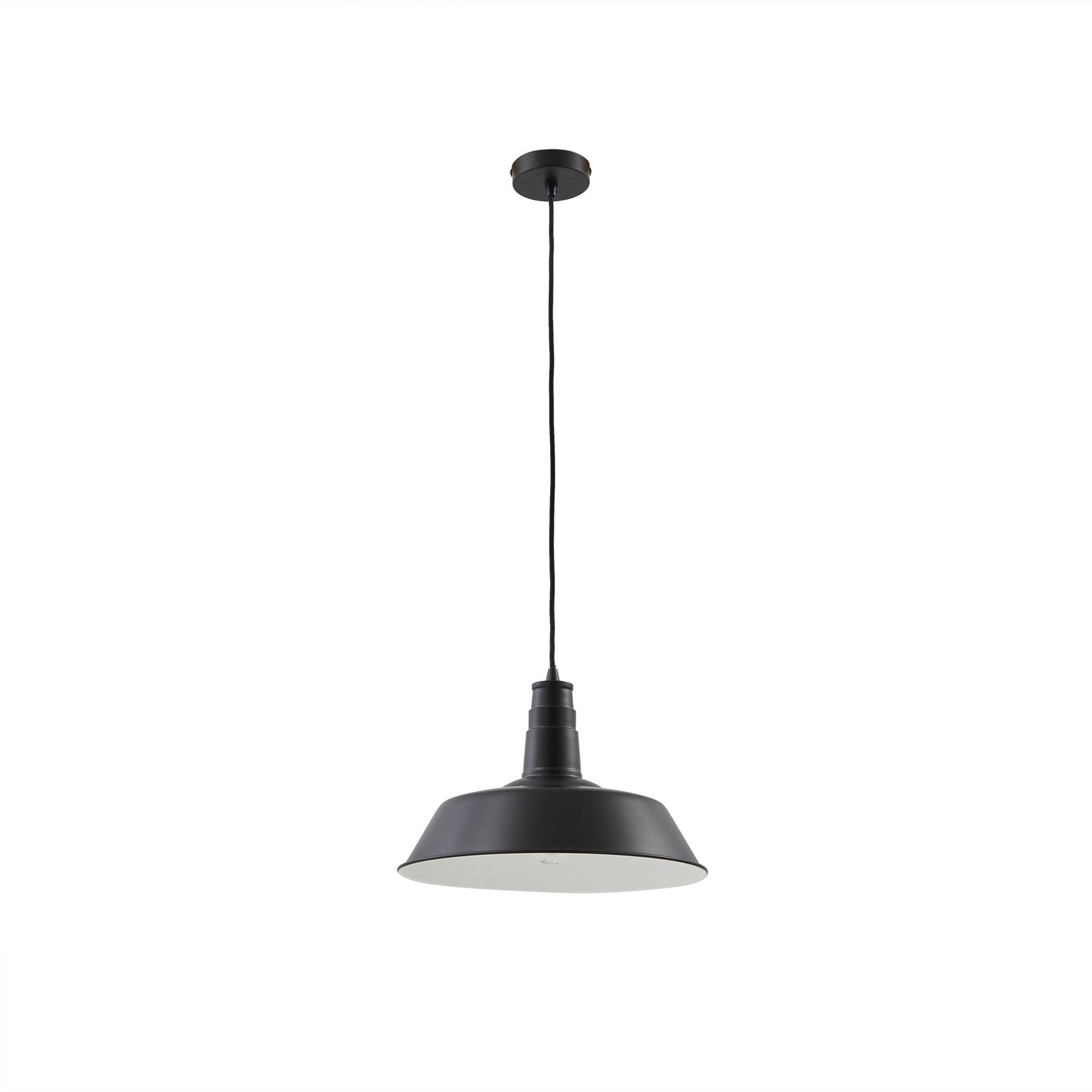 Candeeiro suspenso Lindby Laylan, preto/branco, Ø 36 cm, metal