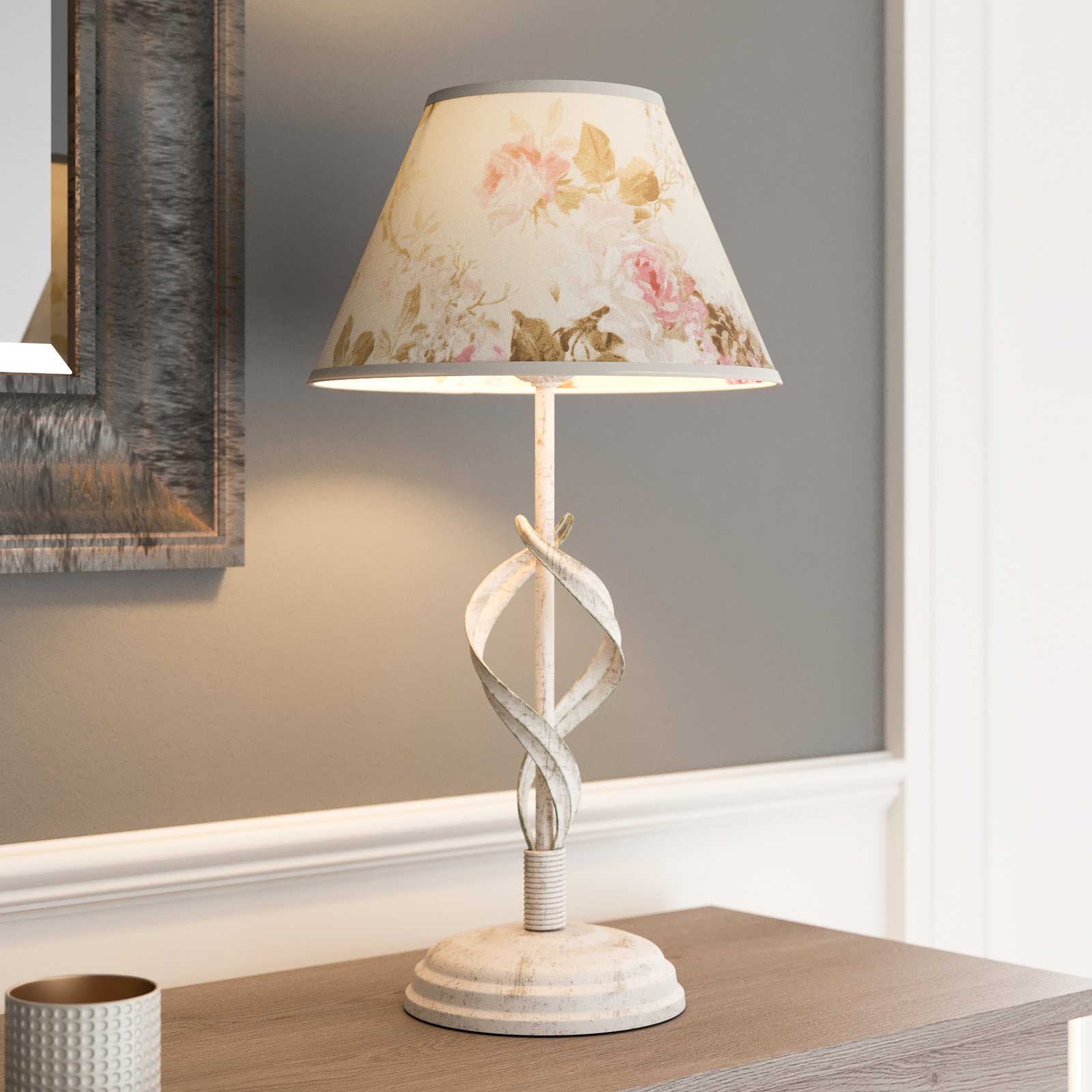Sara table lamp with a floral lampshade