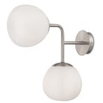 Maytoni Erich wall light, nickel-coloured, glass/metal, 2-bulb.