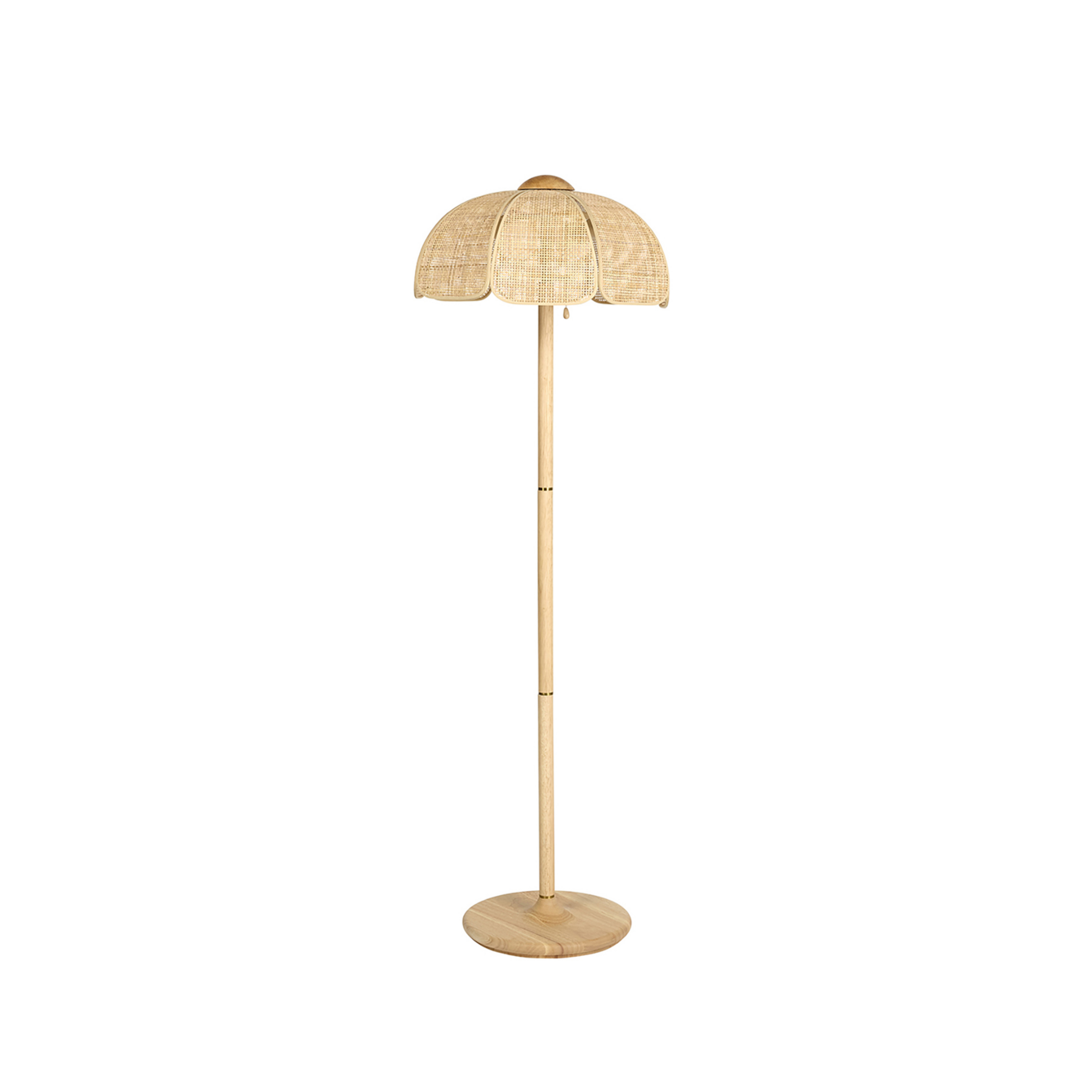 Coquillage vloerlamp, riet/hout - MARKET SET