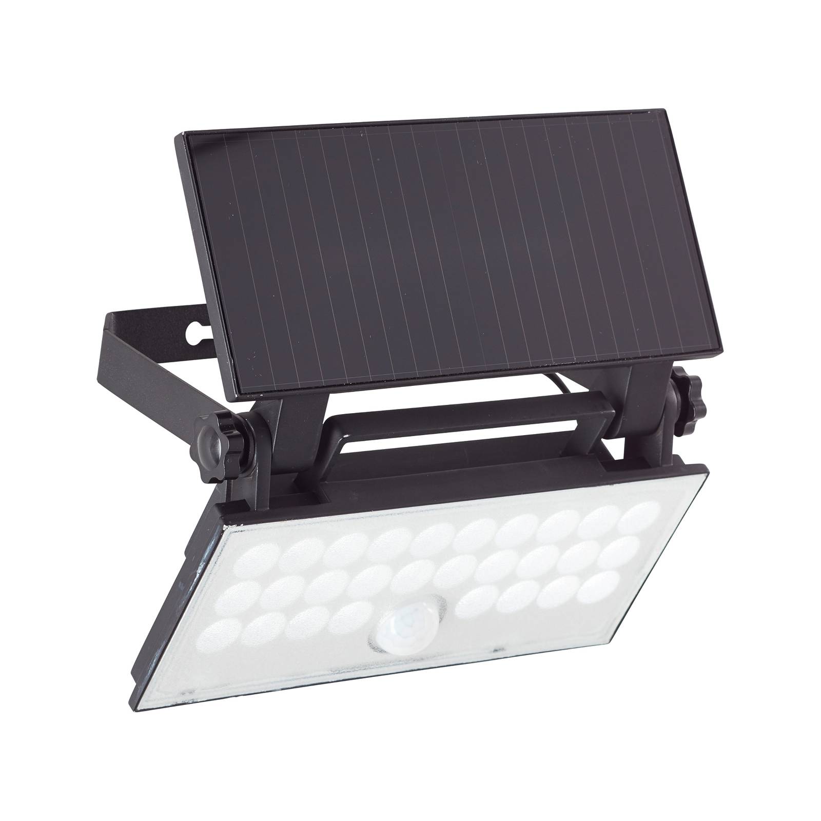 LED-Solar-Außenwandstrahler Luton Sensor, schwarz, B 19 cm