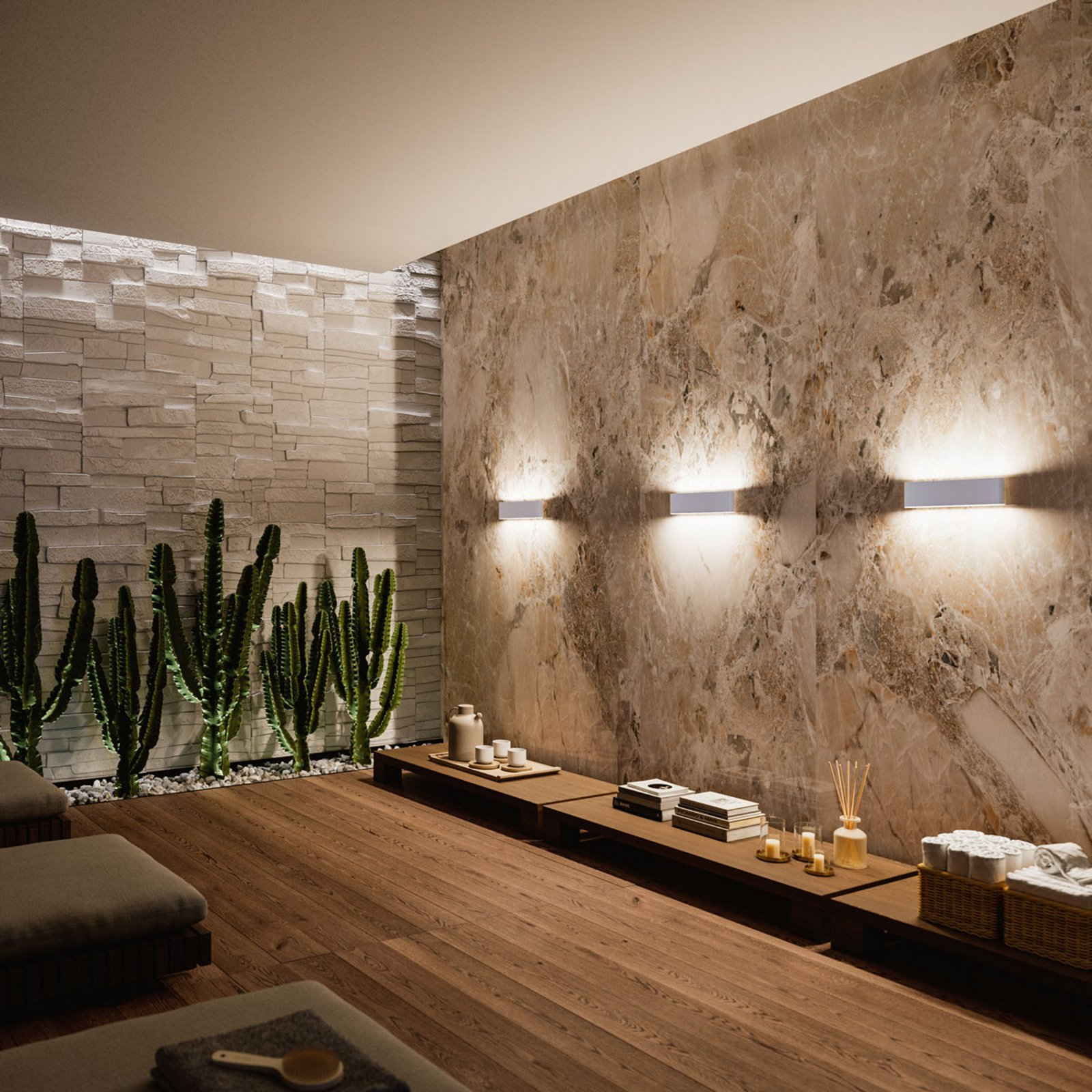 LED-Wandleuchte Satori, Breite 58,5 cm, weiß, 2.700 K, Alu