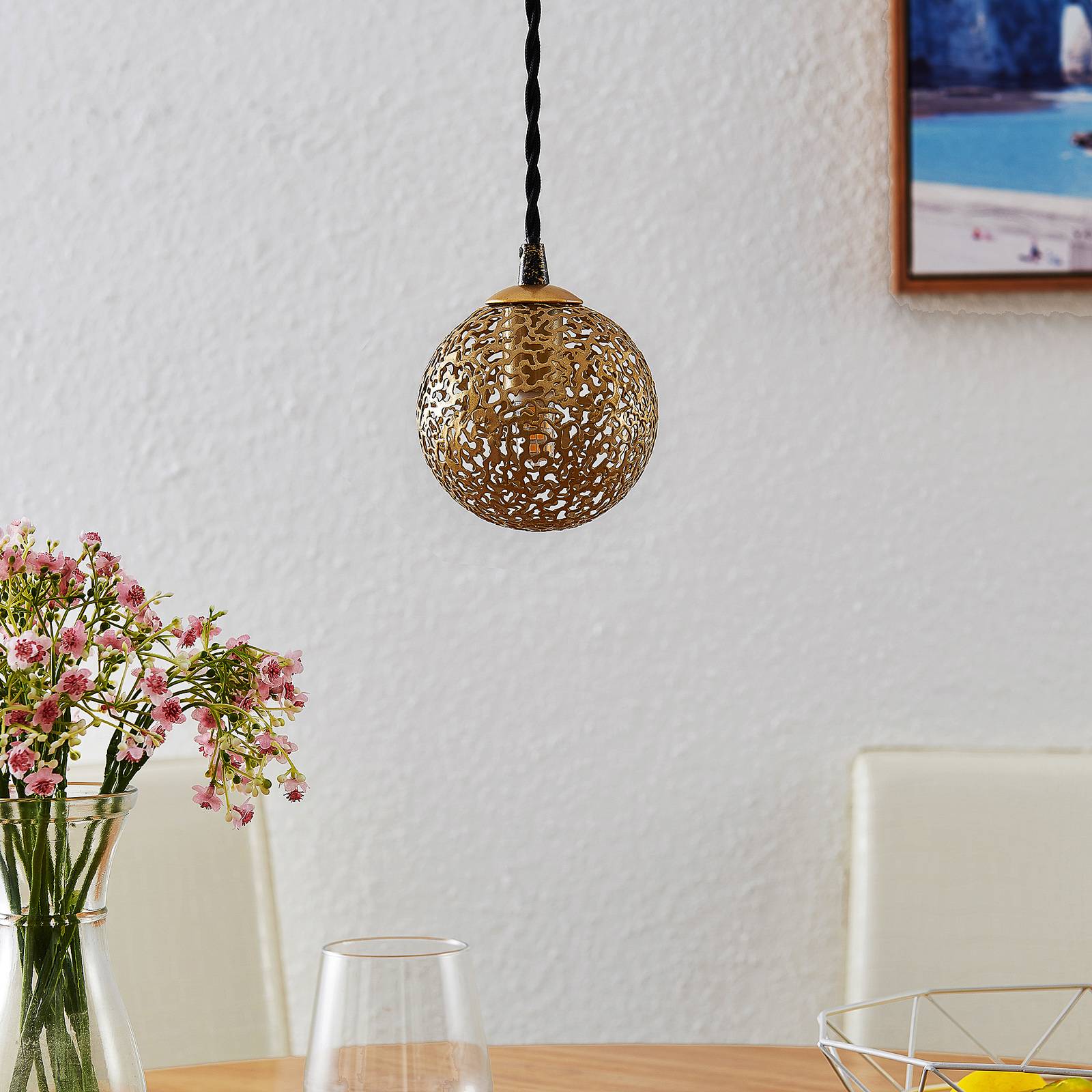 Lucande Zale hanging light, Oriental, 1-bulb