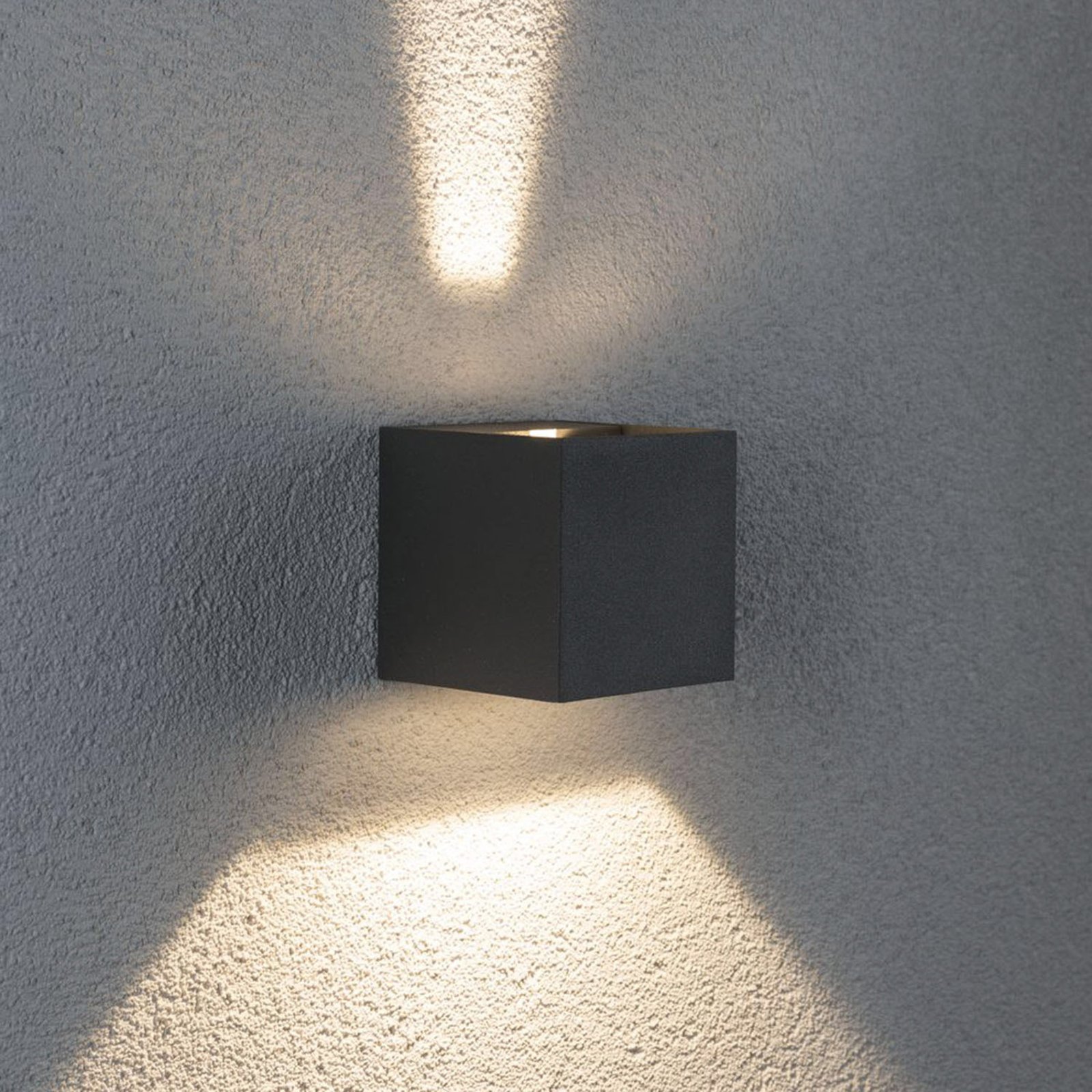 Paulmann Cybo Aplique LED para exteriores, 2.700 K, 8 x 8 cm, gris