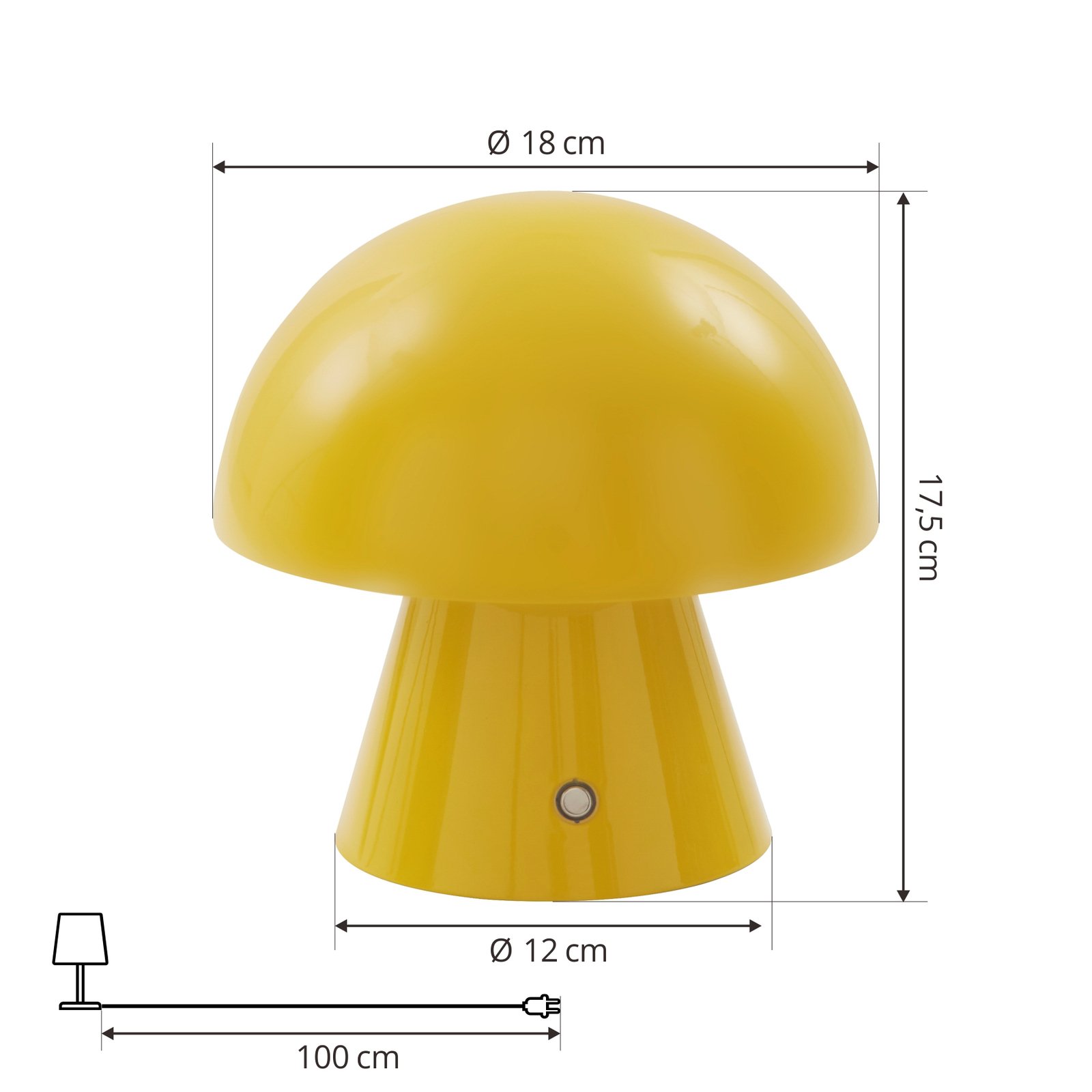 Lindby oppladbar LED-bordlampe Nevijo, gul, USB, berøringsdimmer