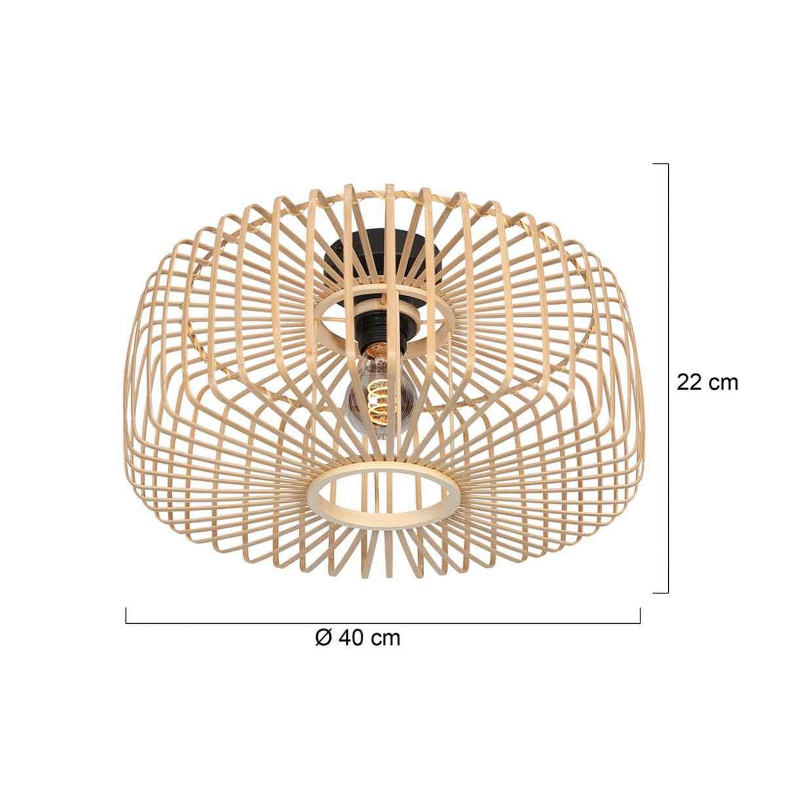 Bloeba ceiling light, Ø 40 cm, wood, natural, E27