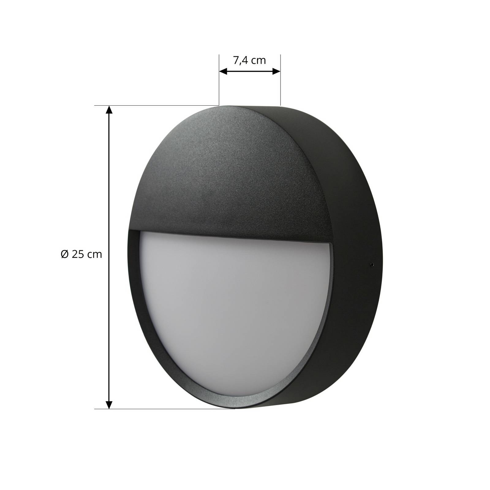 Arcchio – kinkiet zewnętrzny LED Gravo, Ø 25 cm, czarny, IP65